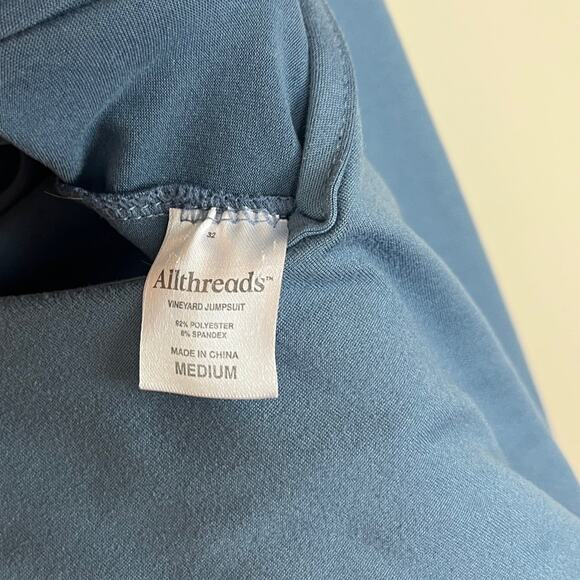 ALL THREADS Blue V Neck Jumpsuit Sleeveless Elastic Waist MEDIUM Pockets - Picture 8 of 8